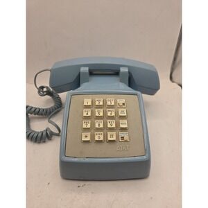 AT&T 100 Traditional Landline Desk Phone 1994 Push Button Corded Sunny-Blue